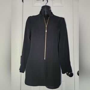 Calvin Klein- Elegant Black Dress with Gold Zipper
